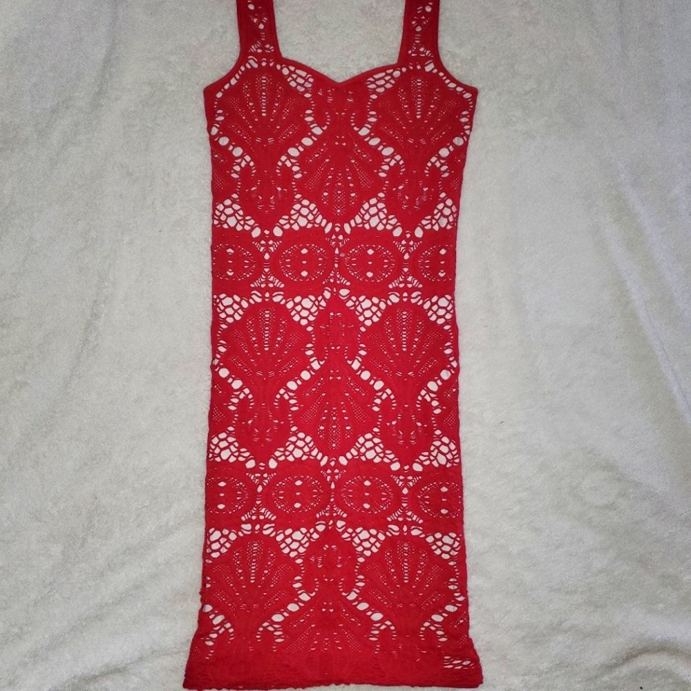 Intimately Free People Bodycon, Red/Nude, M/L Dress, Shell